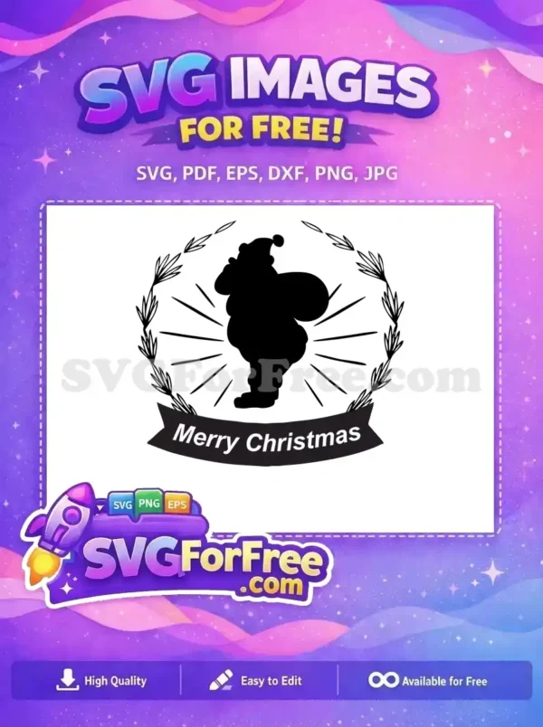 Free Santa Silhouette Free Wreath Merry Christmas Free SVG