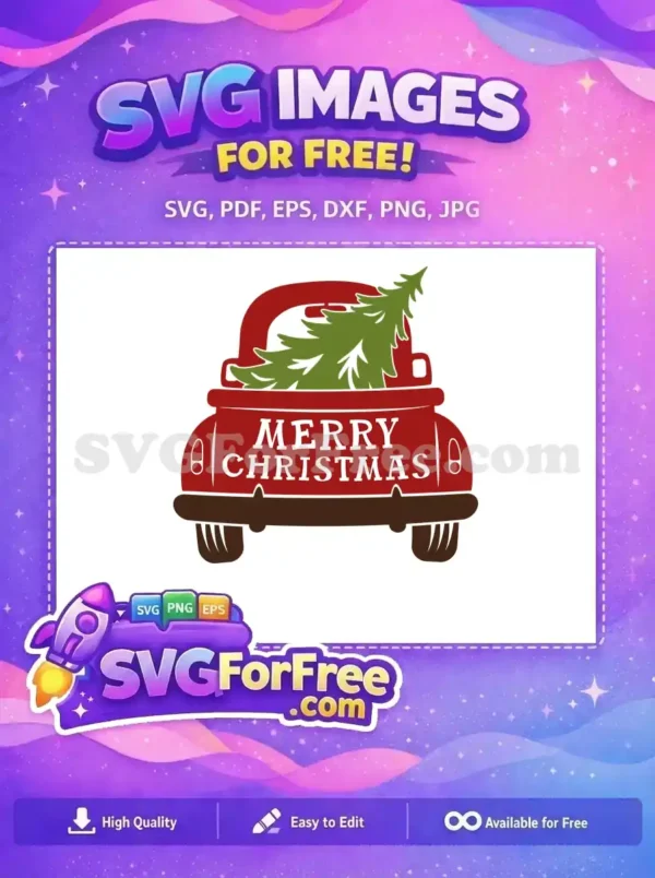 Free Red Truck Free Christmas Tree Merry Christmas Free SVG 2