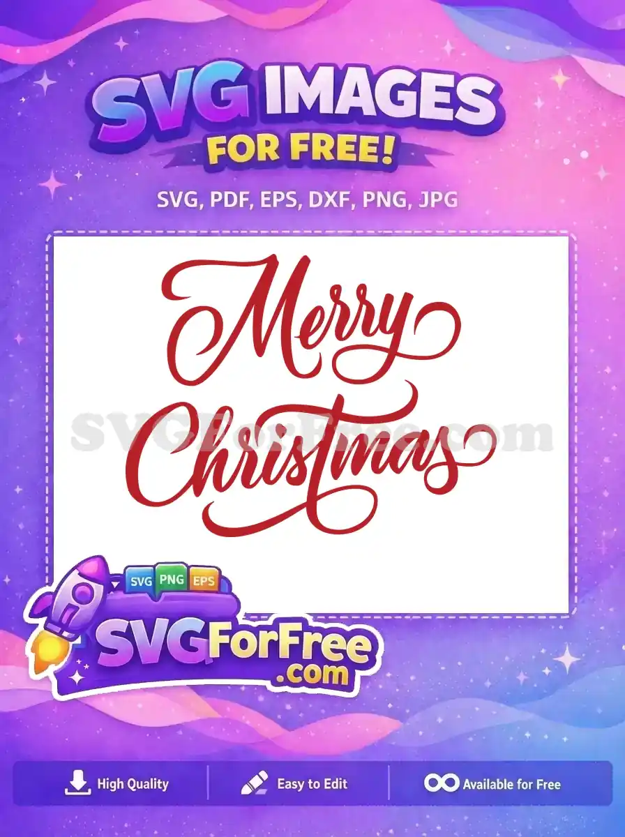 Free Red Lettering Free Calligraphy Merry Christmas Free SVG