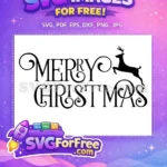 Free Ornate Letters Free Leaping Reindeer Merry Christmas Free SVG - Instant Download
