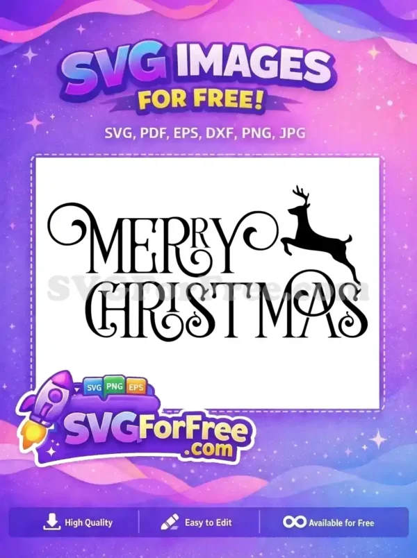 Free Ornate Letters Free Leaping Reindeer Merry Christmas Free SVG