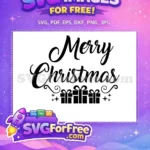 Free Merry Christmas Lettering Free Gift Boxes Holidays Free SVG - Instant Download