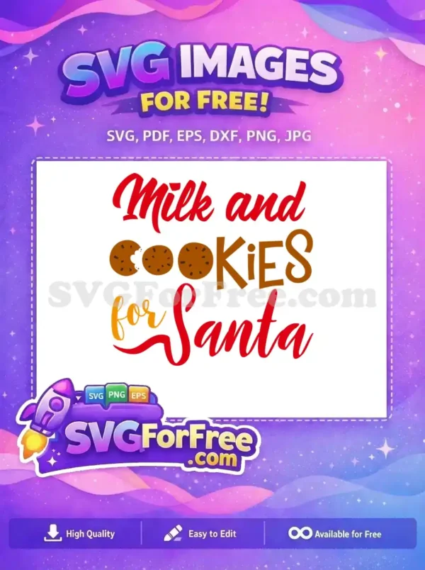 Free Milk Red Letters Free Chocolate Chip Cookies Christmas Free SVG