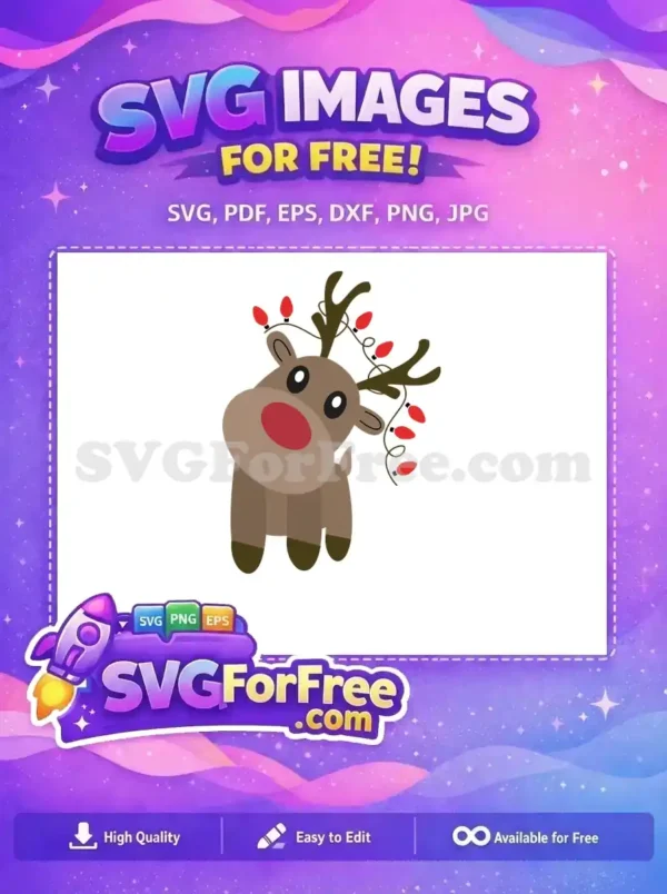 Free Cartoon Reindeer Free Red Lights Christmas Holidays Free SVG