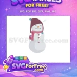 Free Smiling Snowman Free Pink Scarf Christmas Holidays Free SVG - Instant Download
