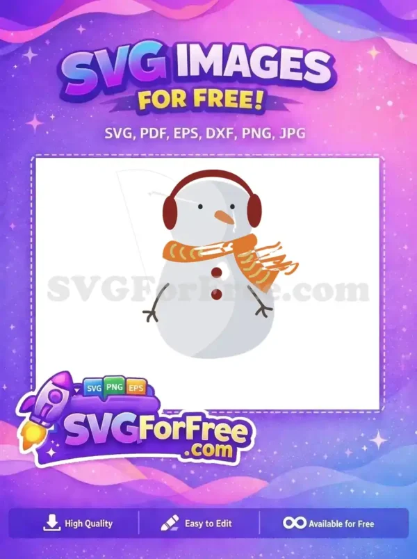 Free Snowman Headphones Free Orange Scarf Christmas Free SVG
