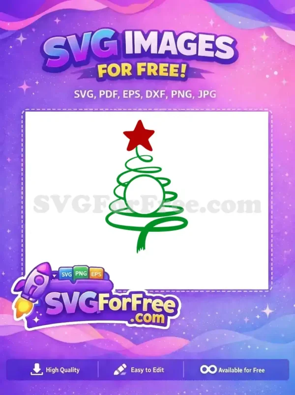 Free Red Star Free Green Ribbon Christmas Tree Free SVG