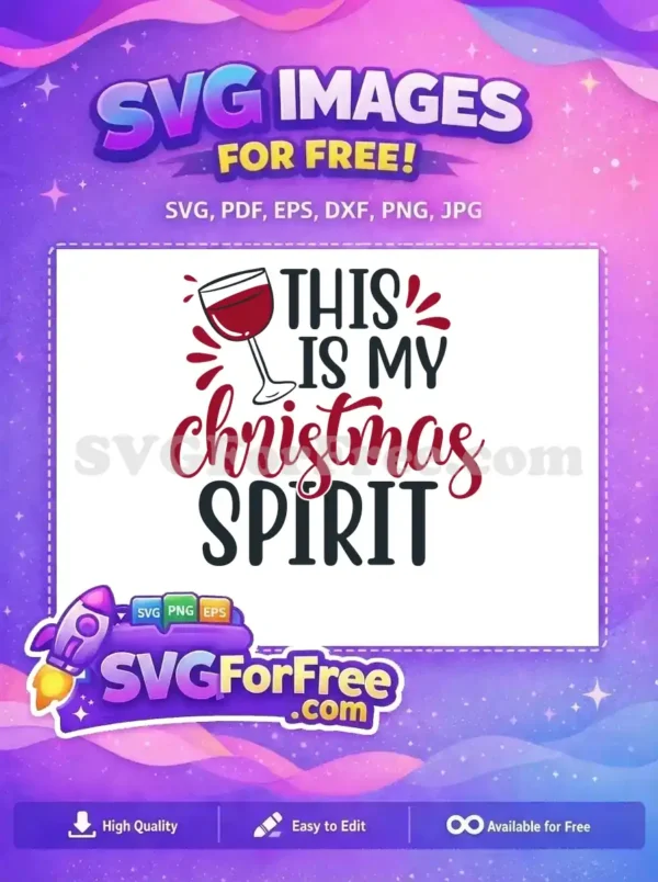 Free Red Wine Glass Free Christmas Spirit Quote Free SVG