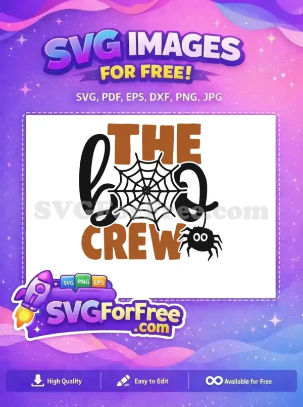 Free Spider Web Free Boo Crew Halloween Free SVG
