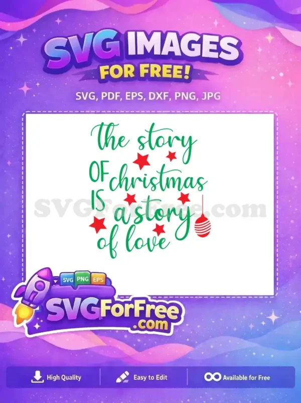 Free Green Christmas Text Free Red Stars Story Free SVG