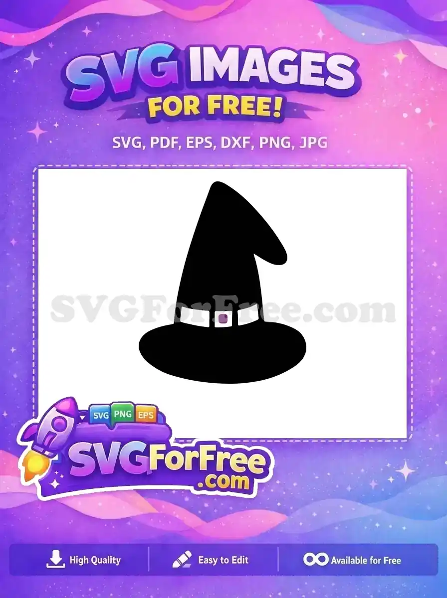 Free Black Witch Hat Free Purple Buckle Holidays Free SVG