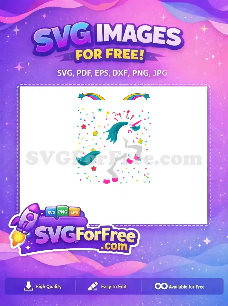 Free Teal Mane Free Pink Hooves Easter Unicorn Free SVG
