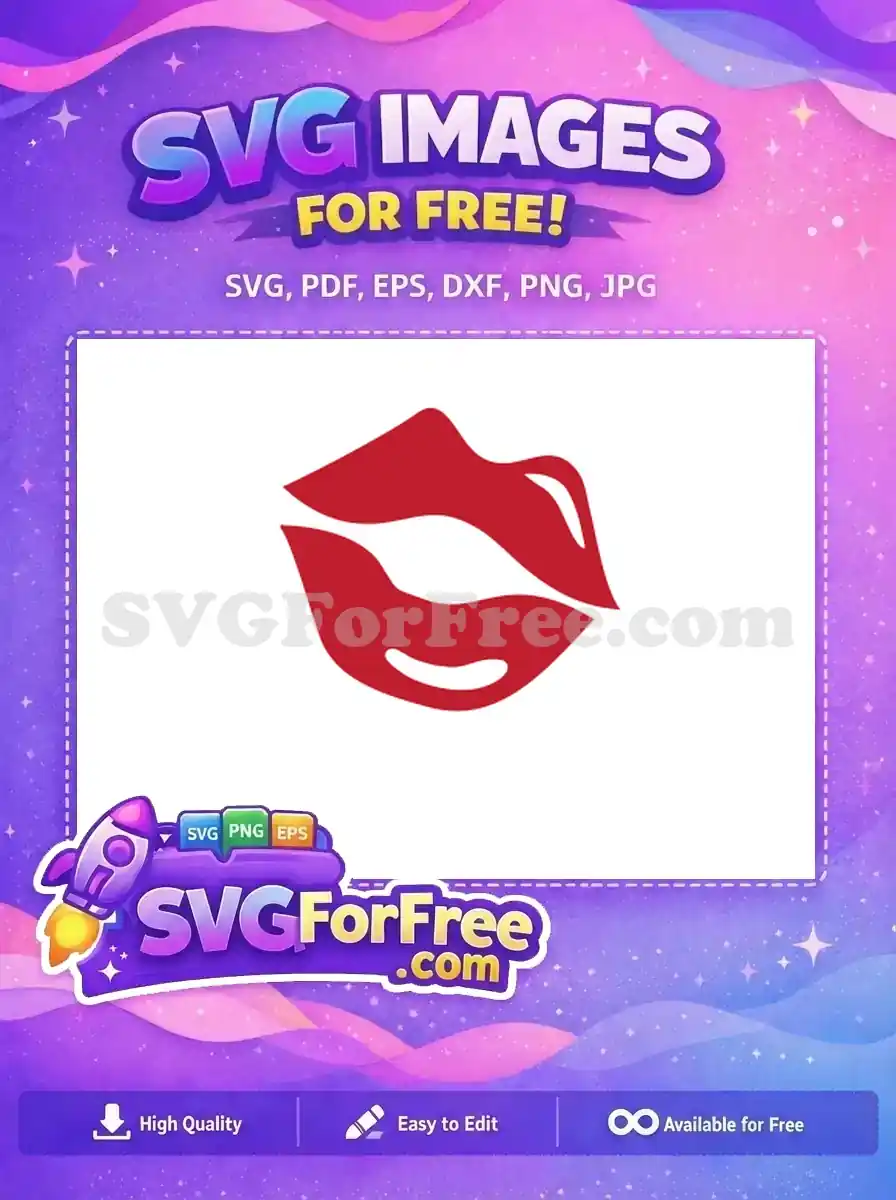 Free Red Lips Free Kiss Valentine's Day Free SVG