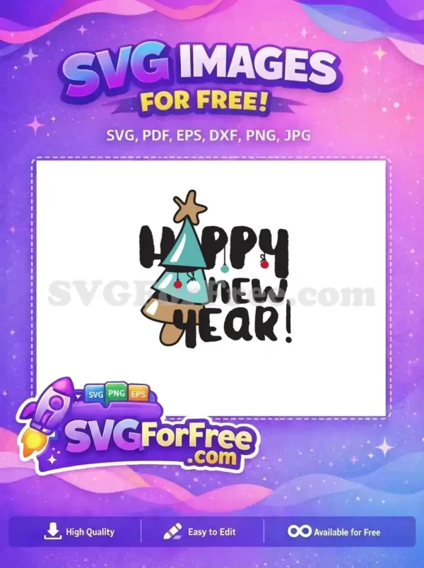 Free Turquoise Christmas Tree Free Happy New Year Graphic Free SVG