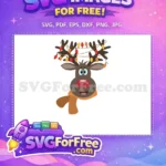 Free Smiling Reindeer Free with Holiday Lights Christmas Free SVG - Instant Download