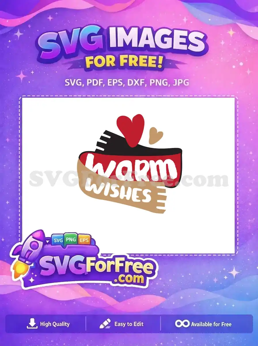 Free Red Heart Warm Wishes Free Scarf Christmas Free SVG