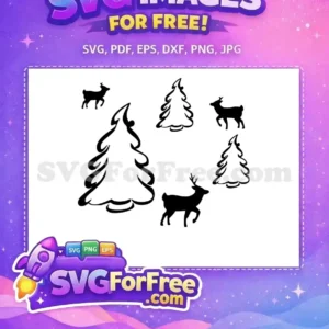 Free Black Deer Free Evergreen Christmas Holidays Free SVG