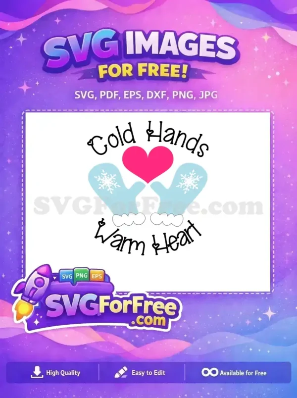 Free Light Blue Mittens Free Pink Heart Cold Hands Free SVG