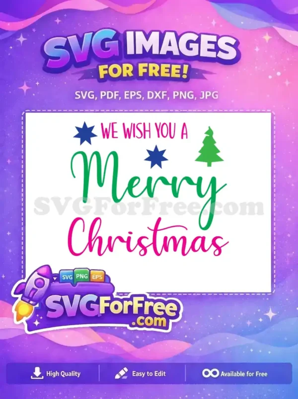 Free Blue Stars Free Green Tree We Wish You Free SVG