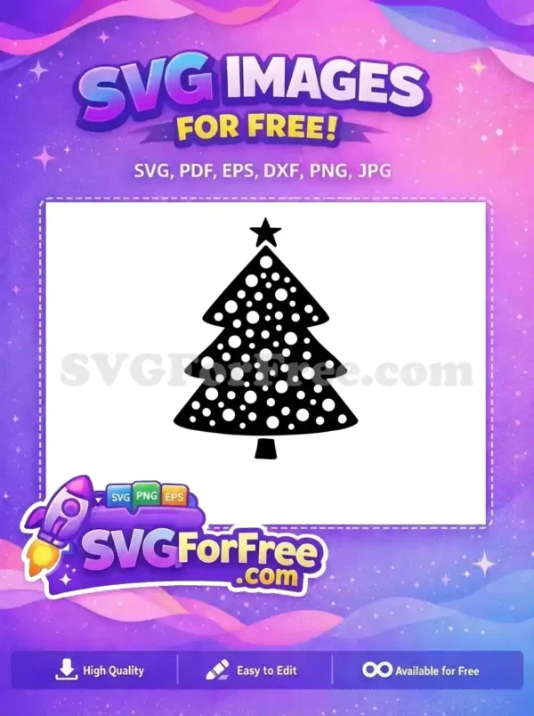 Free Star Topped Free Polka Dot Christmas Tree Free SVG Free Star Topped Free Polka Dot Christmas Tree Free SVG