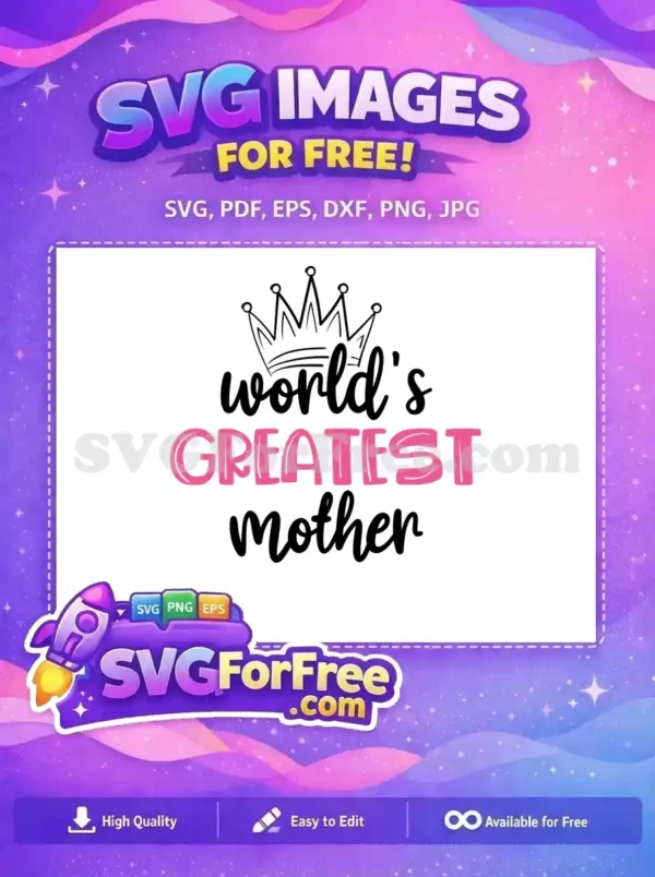 Free Crown Detail Free Pink Letters Mother's Day Free SVG