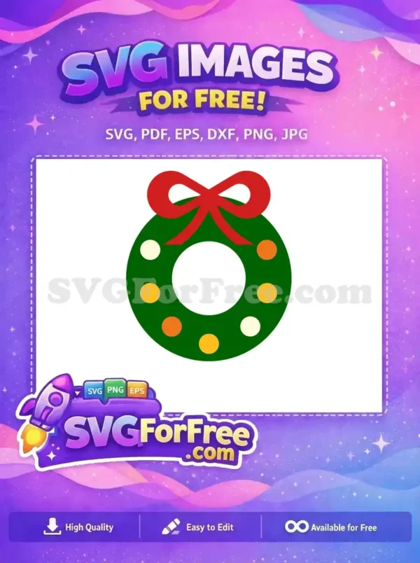 Free Red Bow Free Green Christmas Wreath Holidays Free SVG