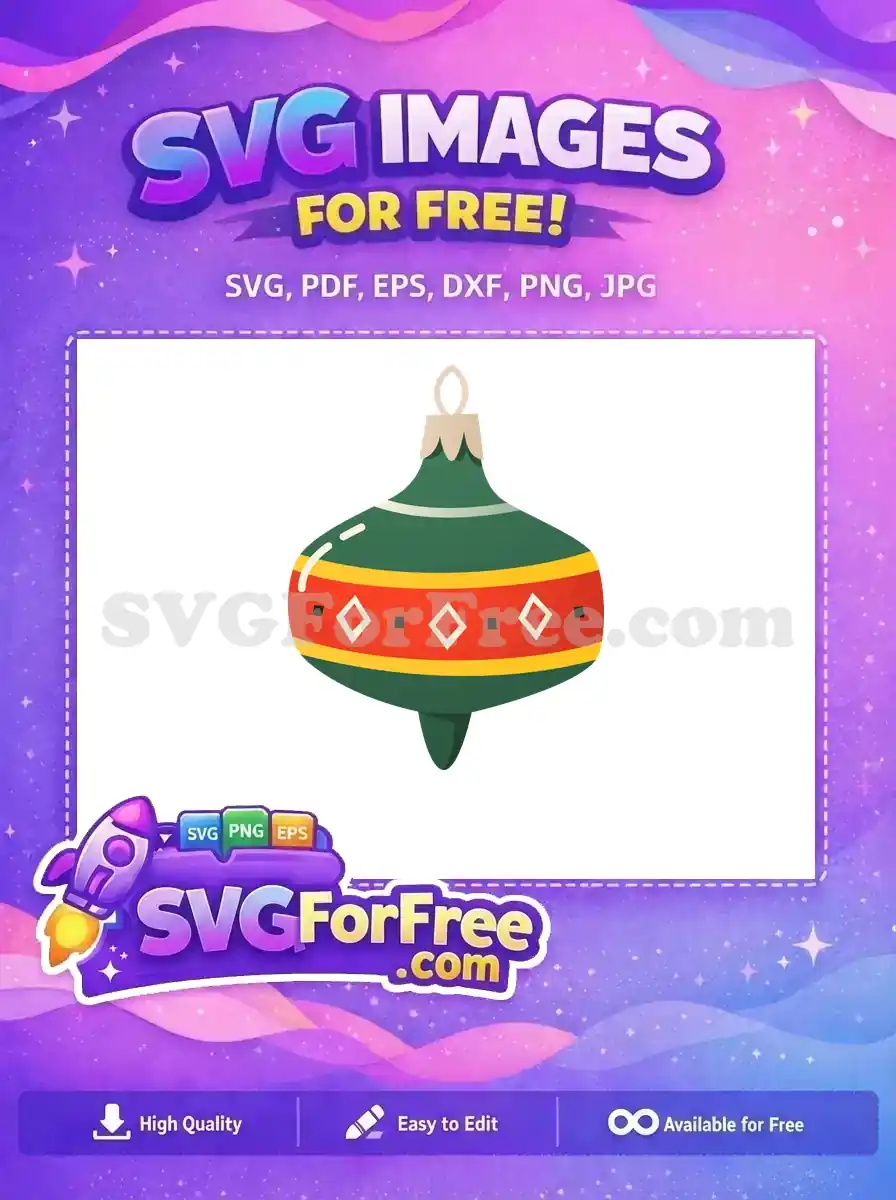 Free Green Ornament Free Red Diamond Christmas Free SVG