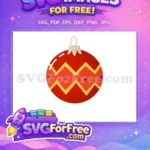 Free Red Christmas Ornament Free Zigzag Pattern Holidays Free SVG - Instant Download