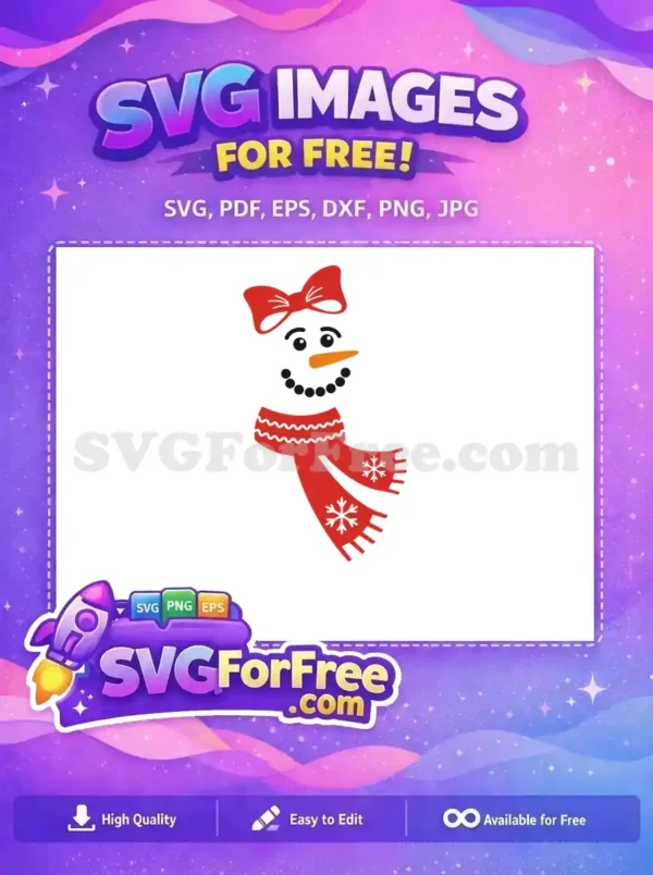 Free Bow Accent Free Carrot Nose Smiling Snowman Free SVG