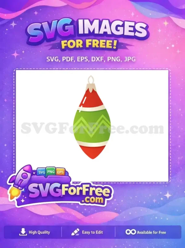 Free Red Green Teardrop Ornament Free Striped Zigzag Holidays Christmas Free SVG