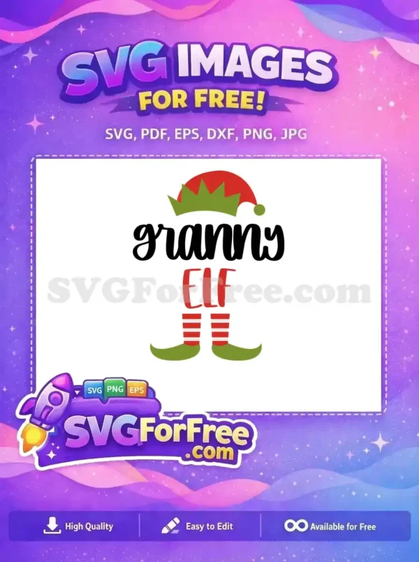 Free Granny Black Script Free Red Elf Christmas Free SVG