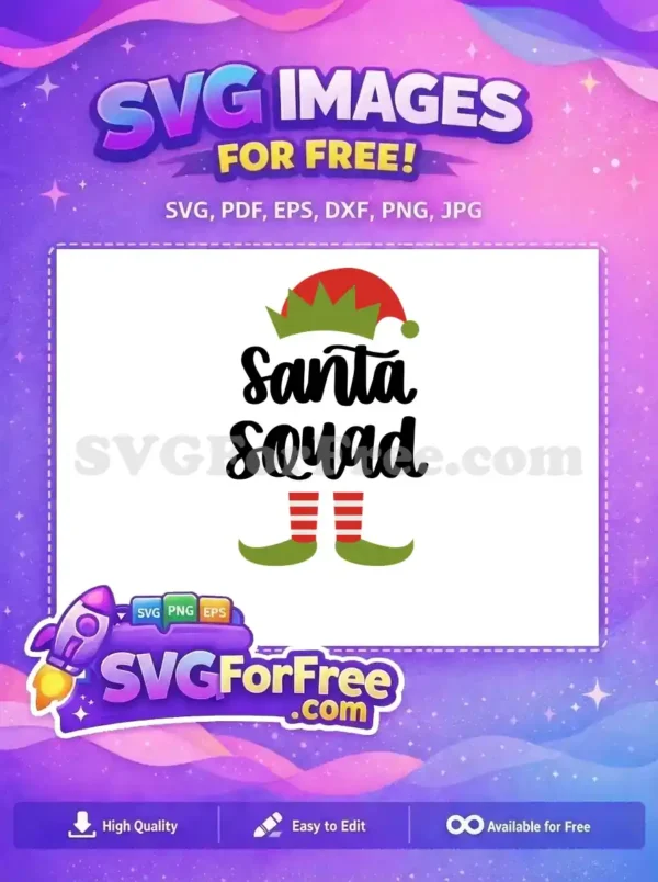 Free Santa Squad Elf Hat Free Striped Legs Christmas Free SVG