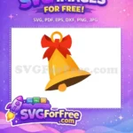 Free Red Bow Free Golden Bell Holidays Christmas Free SVG - Instant Download