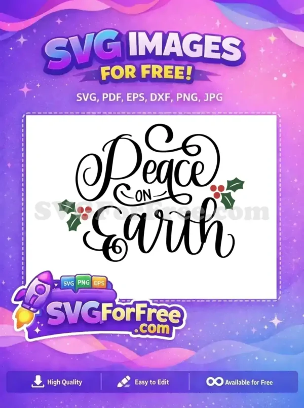 Free Holly Berry Free Peace On Earth Christmas Free SVG