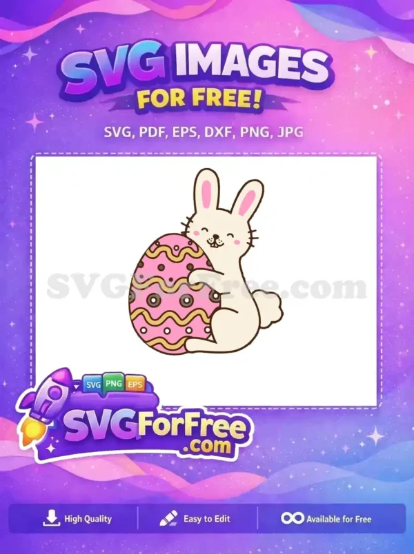 Free Smiling Easter Bunny Free Pink Egg Easter Free SVG