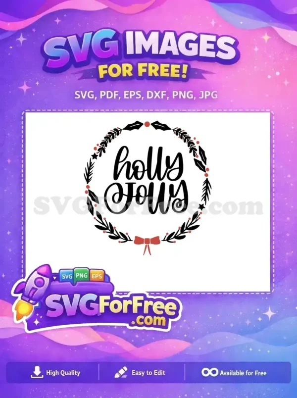 Free Holly Berry Wreath Free Handwritten Inscription Christmas Free SVG