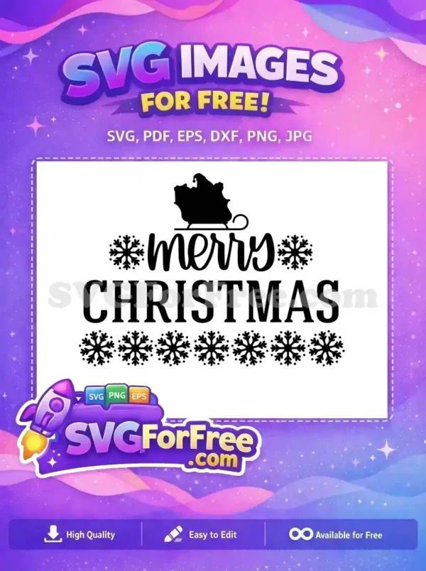 Free Santa Sleigh Silhouette Free Snowflake Merry Christmas Free SVG