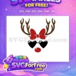 Free Antlers Bow Free Heart Glasses Christmas Free SVG - Instant Download