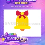 Free Golden Bell Red Bow Free Christmas Holidays Free SVG - Instant Download