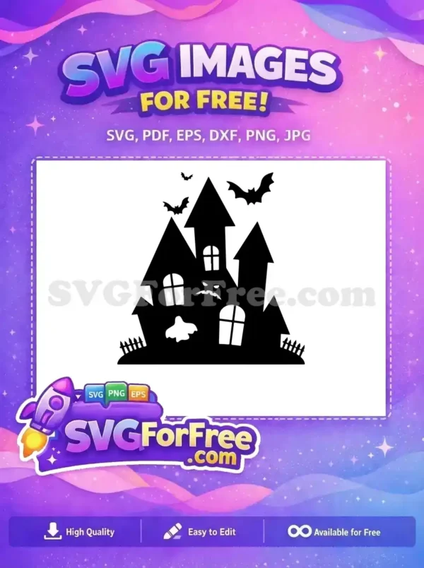 Free Spooky Bats Free Haunted House Halloween Free SVG 2