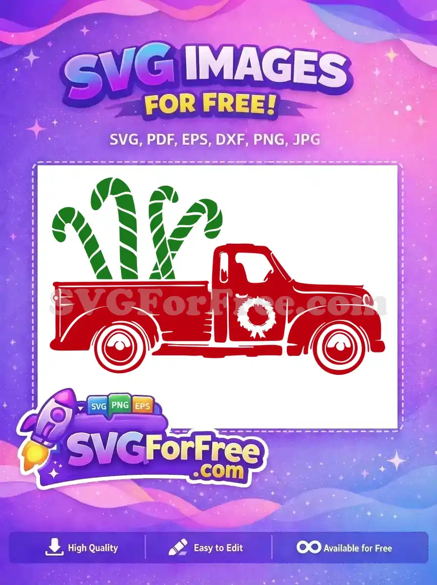 Free Candy Canes Free Red Truck Christmas Free SVG