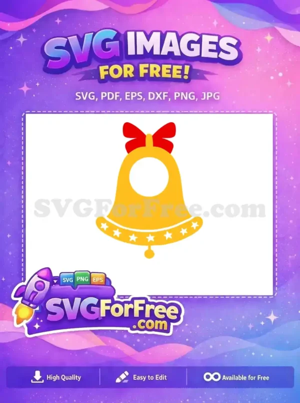 Free Gold Bell Red Bow Free Christmas Stars Holidays Free SVG