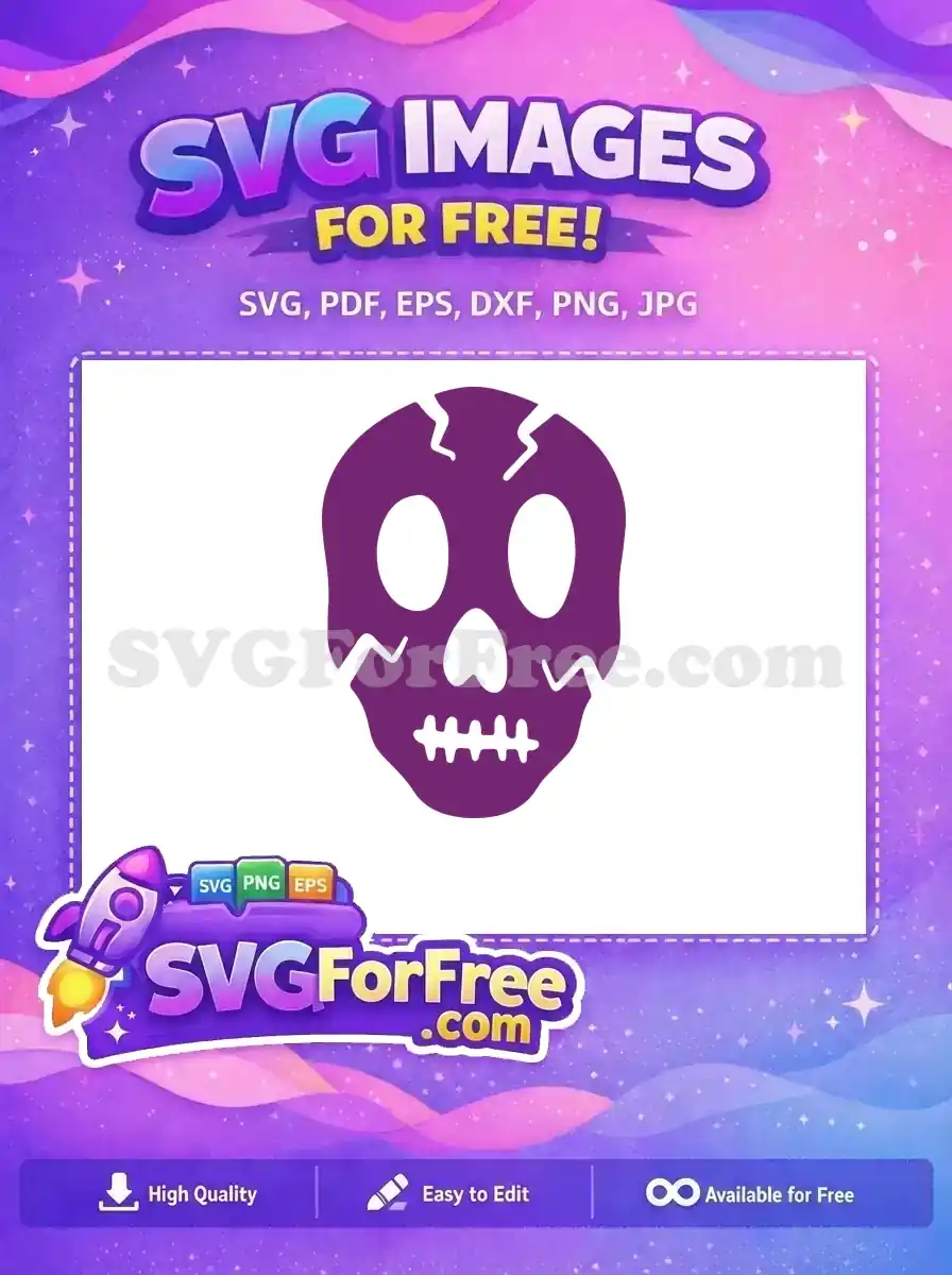 Free Purple Cracked Skull Free Halloween Graphic Holidays Free SVG