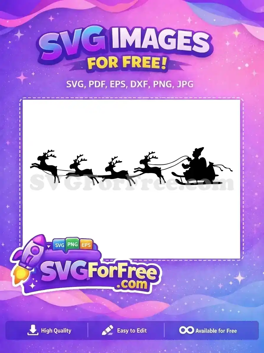 Free Flying Reindeer Free Santa Sleigh Christmas Free SVG