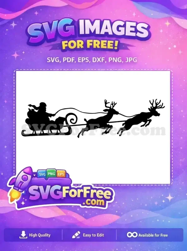 Free Santa's Sleigh Ride Free Reindeer Silhouette Holidays Free SVG