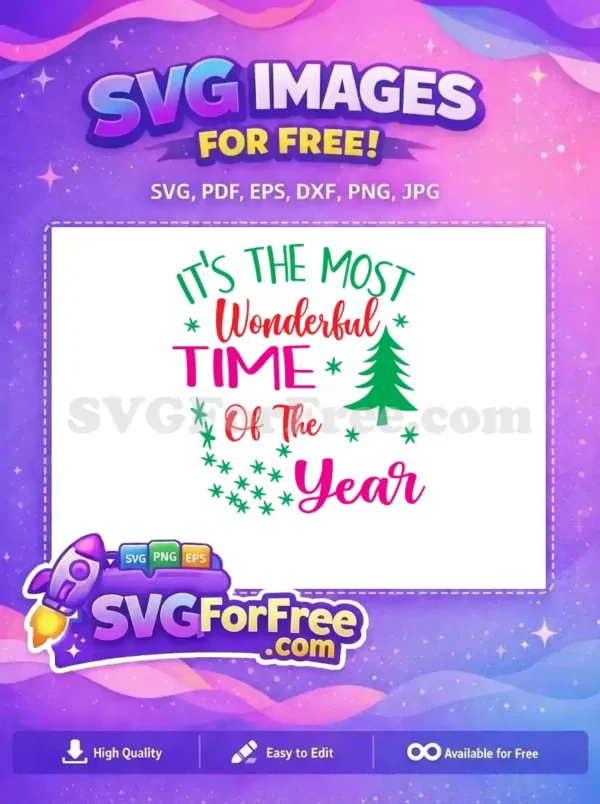 Free Green Tree Free Wonderful Time Christmas Free SVG