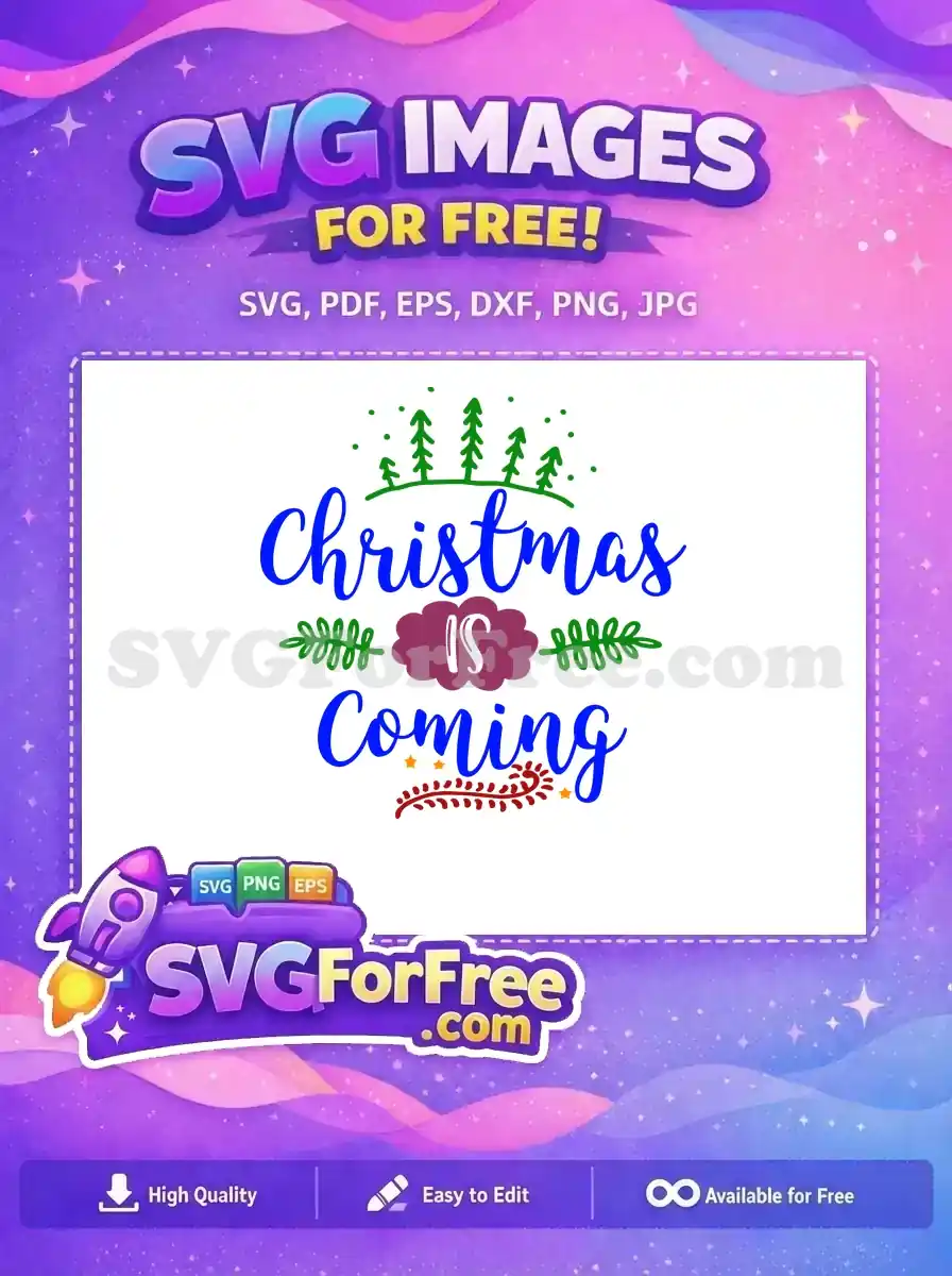 Free Blue Christmas Coming Free Green Trees Holidays Free SVG