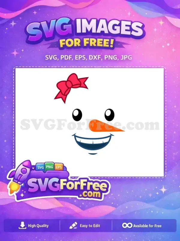 Free Snowman Face Pink Bow Free Christmas Holidays Easter Free SVG
