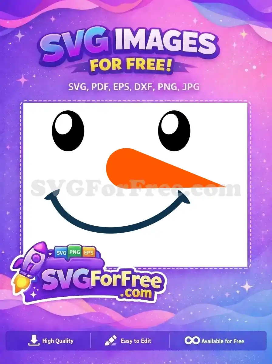 Free Round Eyes Free Carrot Nose Snowman Face Free SVG 1