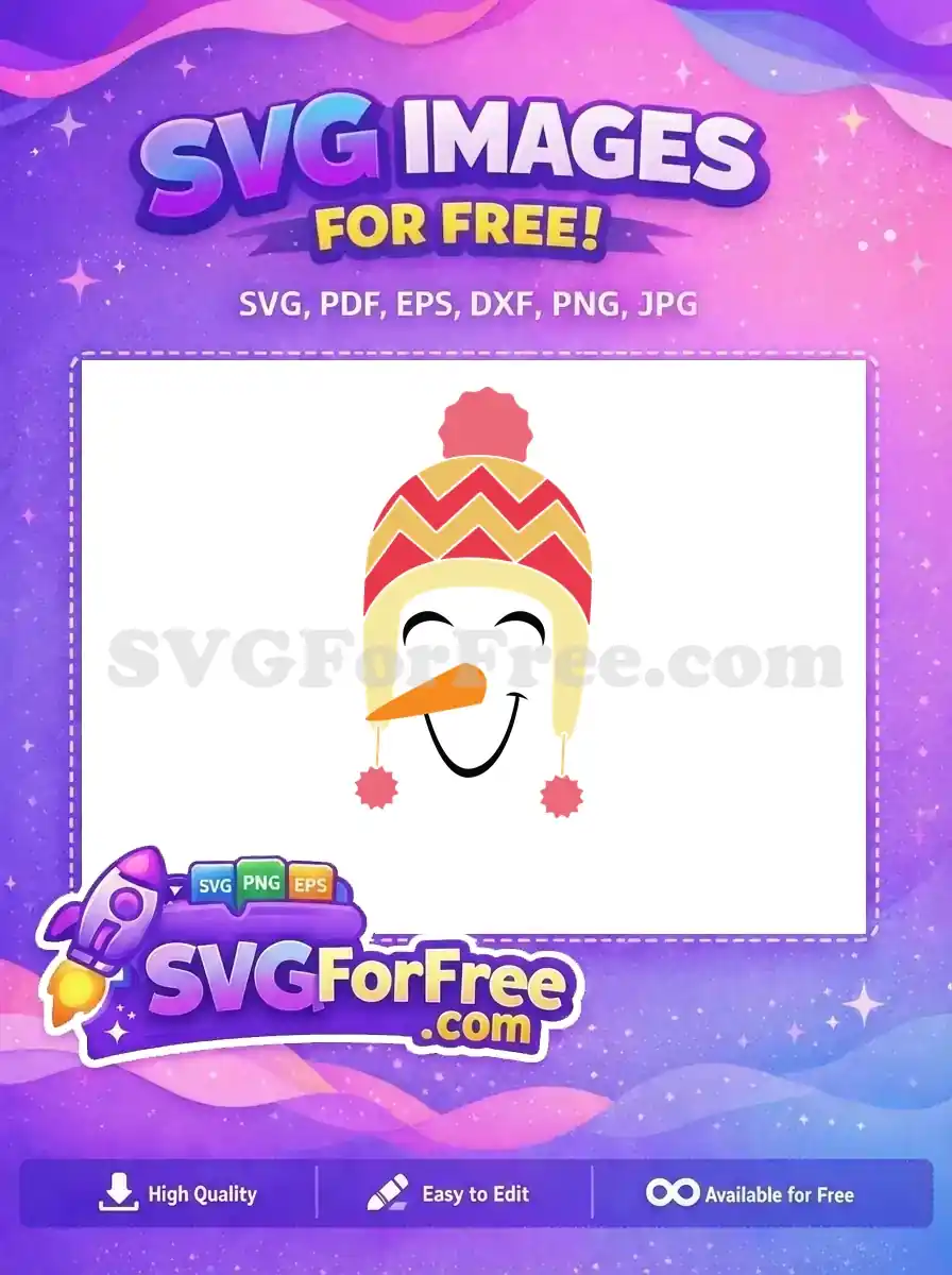 Free Smiling Snowman Face Free Winter Hat Holidays Christmas Free SVG